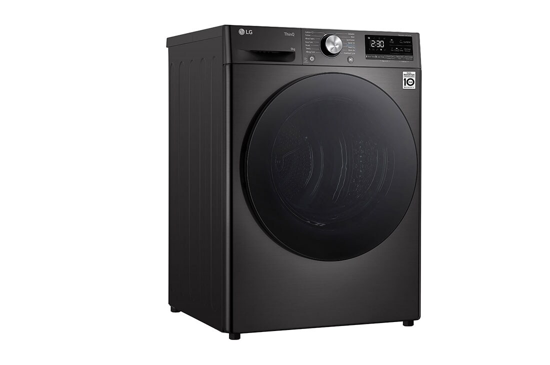 LG 9kg DUAL Inverter Warmtepomp Droger Zwart |Eco Hybrid™ | Allergy Care™ | Auto Cleaning Condenser, RH90V9ZVEN