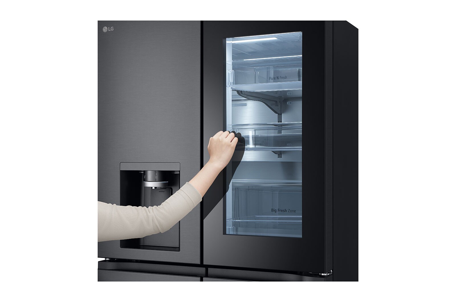 LG 638L Amerikaanse koelkast Zwart | InstaView™ | DoorCooling+™ | Craft Ice™, GMG960EVEE