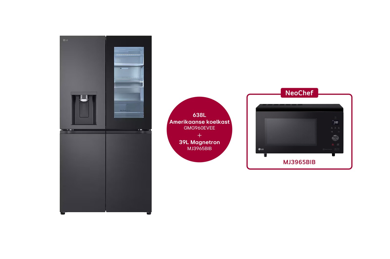 Voorkant van 638L Amerikaanse koelkast Zwart | InstaView™ | DoorCooling+™ | Craft Ice™ - GMG960EVEE