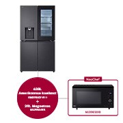 Voorkant van 638L Amerikaanse koelkast Zwart | InstaView™ | DoorCooling+™ | Craft Ice™ - GMG960EVEE
