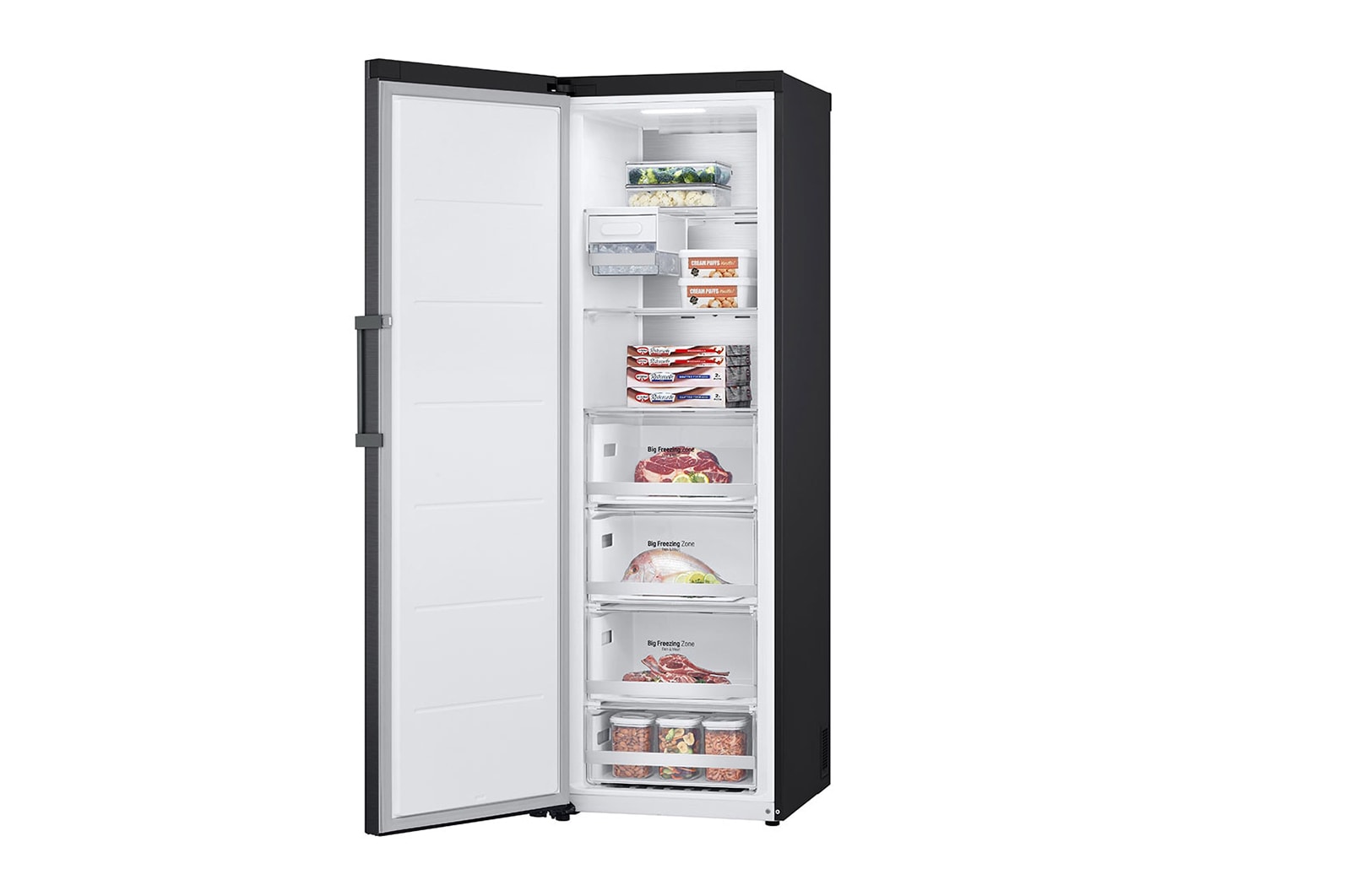 LG 324L Vriezer vrijstaand Antraciet | Total No Frost | Multi Air Flow | Inverter Linear Compressor, GFM61MCCSF