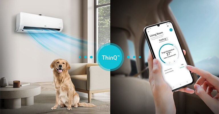 De verbinding tussen de airconditioner en de smartphone in huis