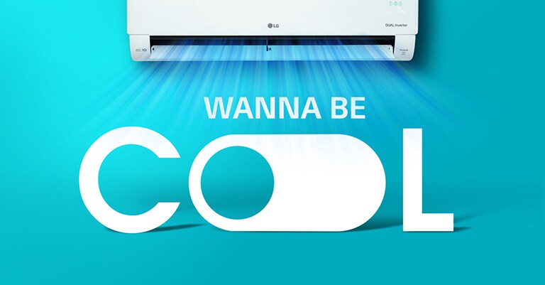 De letter van LG Dual Cool is vergroot met een vergrootglas om hem te benadrukken.