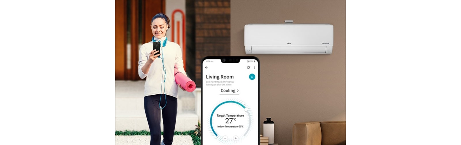 Een smartphone gebruiken om de airconditioner te bedienen.