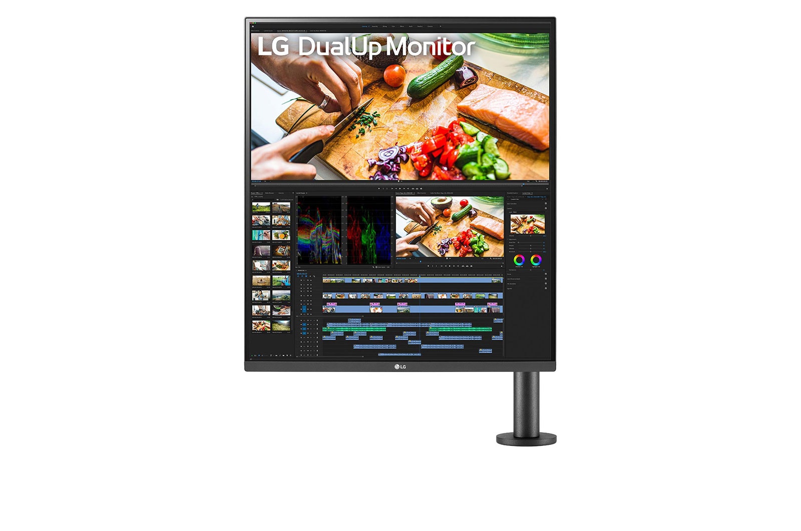 vooraanzicht monitorarm aan de rechterkant