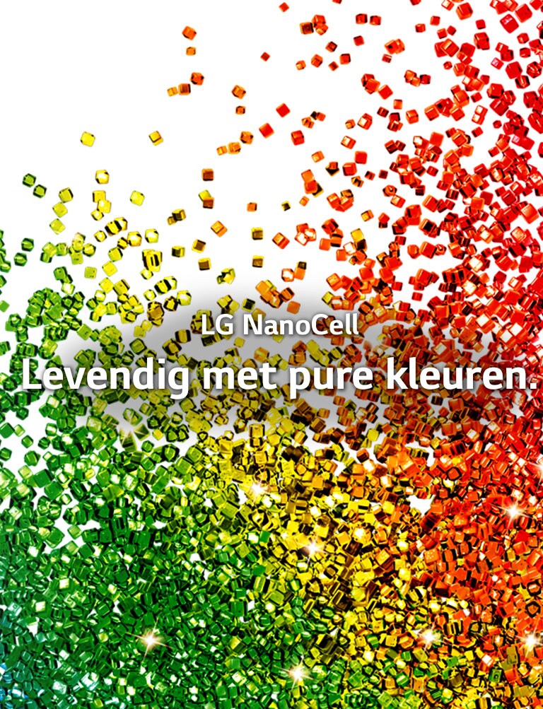 Een scherm gevuld met levendige kleuren die uit elkaar spatten tegen een witte achtergrond.