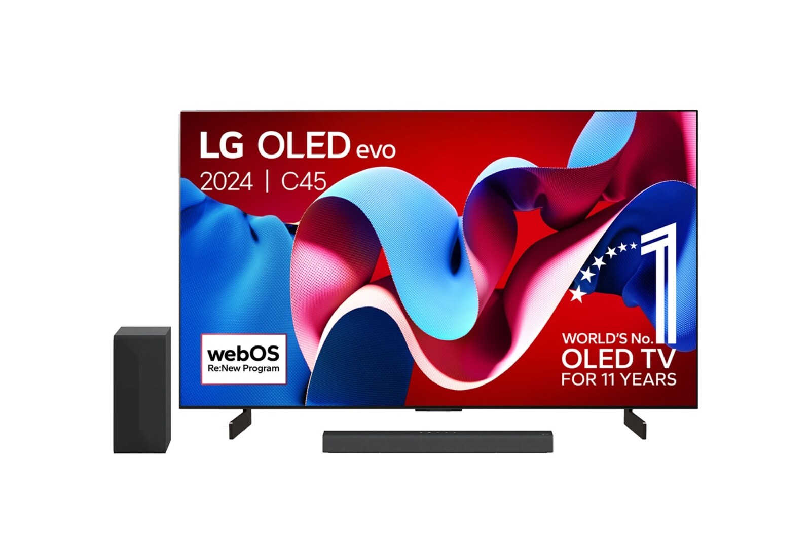 LG OLED evo C4 AI 4K Smart TV 2024, 42 inch OLED42C45LA gebundeld met DS60Q 2.1-kanaals Soundbar