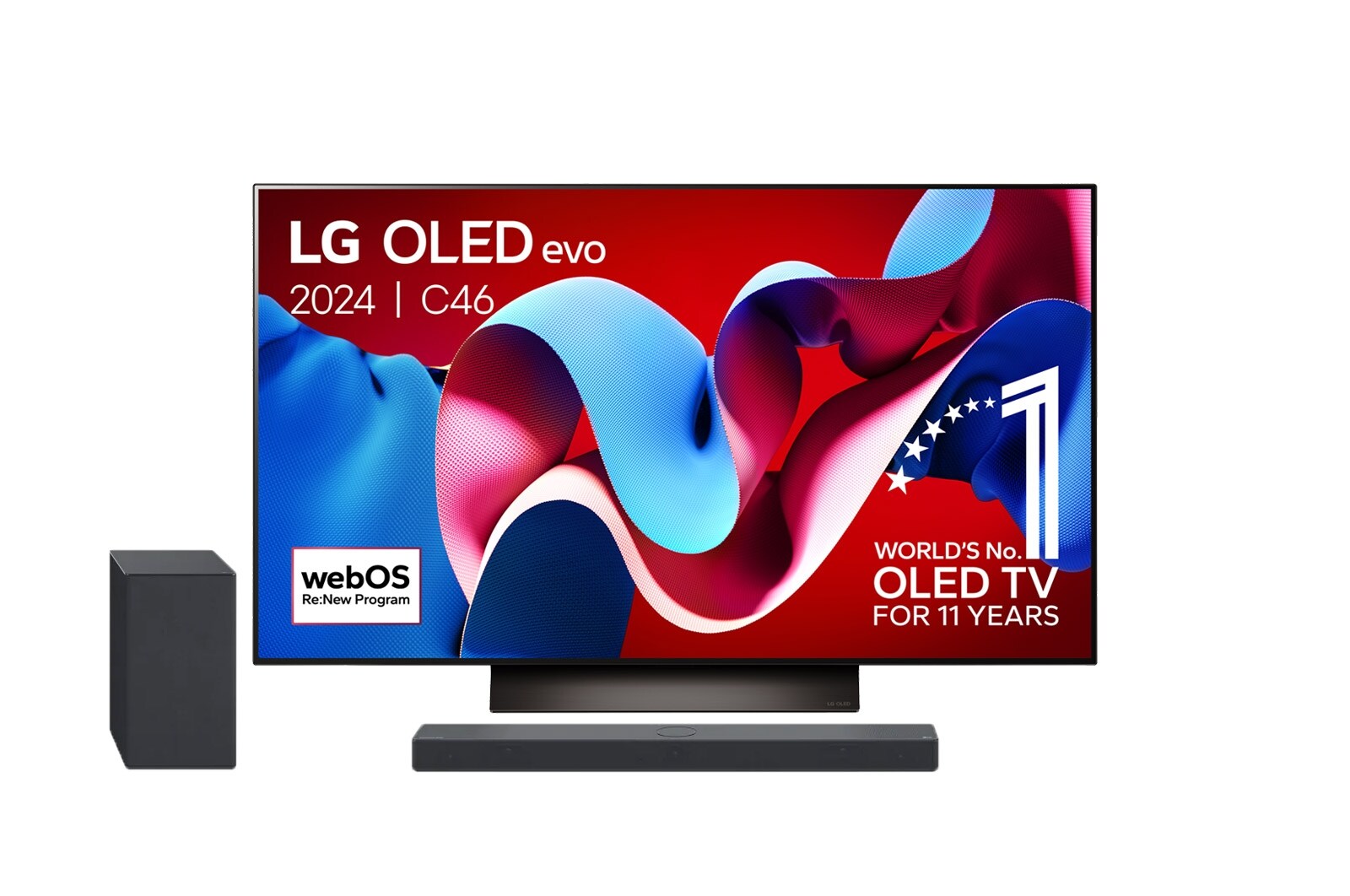 LG 65 Inch LG OLED evo C4 4K Smart TV OLED65C4 & DSC9S 3.1.3 channel Soundbar, OLED65C46LA.DSC9S