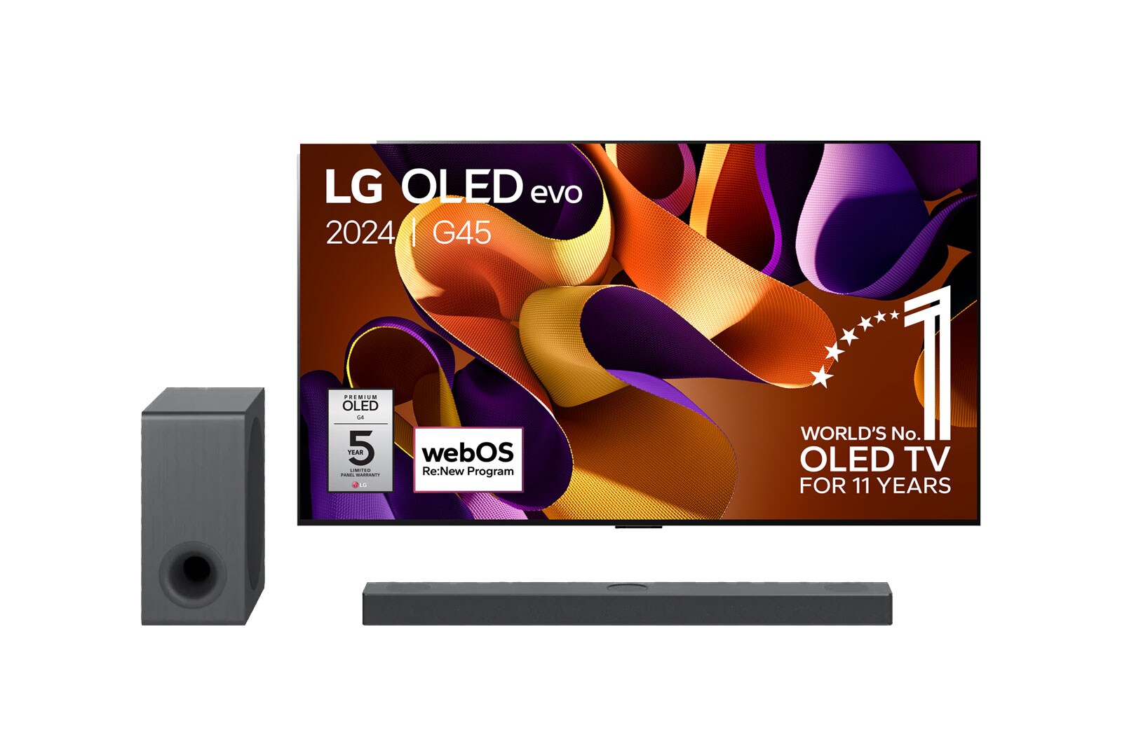 LG 65 Inch LG OLED evo G4 4K Smart TV OLED65G4 & DS80QY 3.1.3 channel soundbar, OLED65G45LW.DS80QY