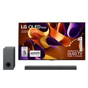 LG 65 Inch LG OLED evo G4 4K Smart TV OLED65G4 & DS80QY 3.1.3 channel soundbar, OLED65G45LW.DS80QY