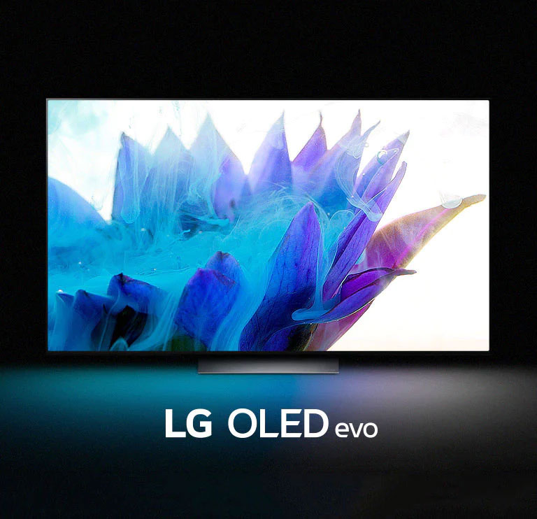 abstract beeld van gekleurde bloemen getoond op LG OLED