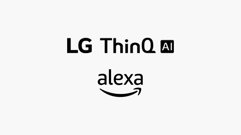 Deze kaart beschrijft spraakcommando's. LG ThinQ AI logo, Amazon Alexa-logo werden geplaatst.