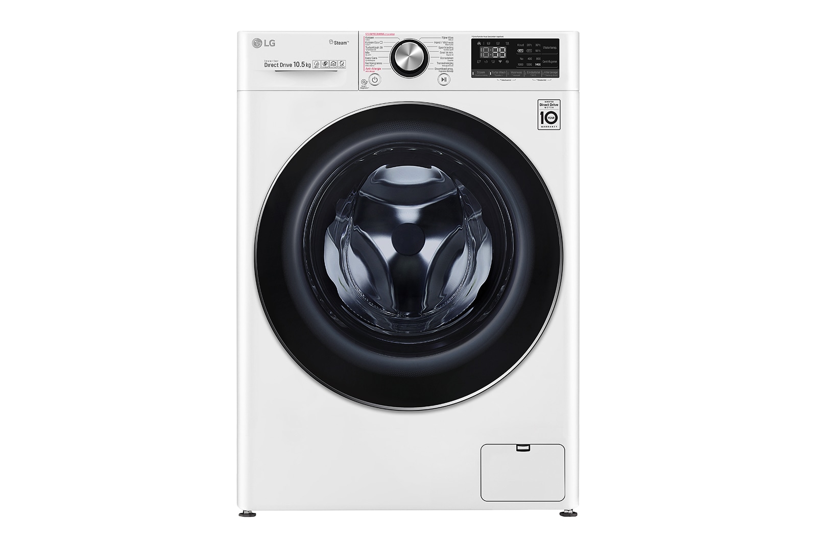 LG TurboWash™ 39 - Perfect schoon in 39 minuten | Slimme AI DD™ motor herkent je kleding | A | 10.5 kg | Minder strijken door stoom, F6WV910P2E