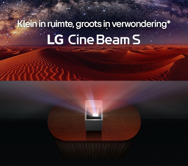 LG CineBeam projecteert een woestijnbeeld.