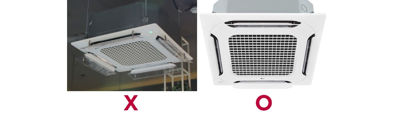 Airconditioner with and without air deflectors