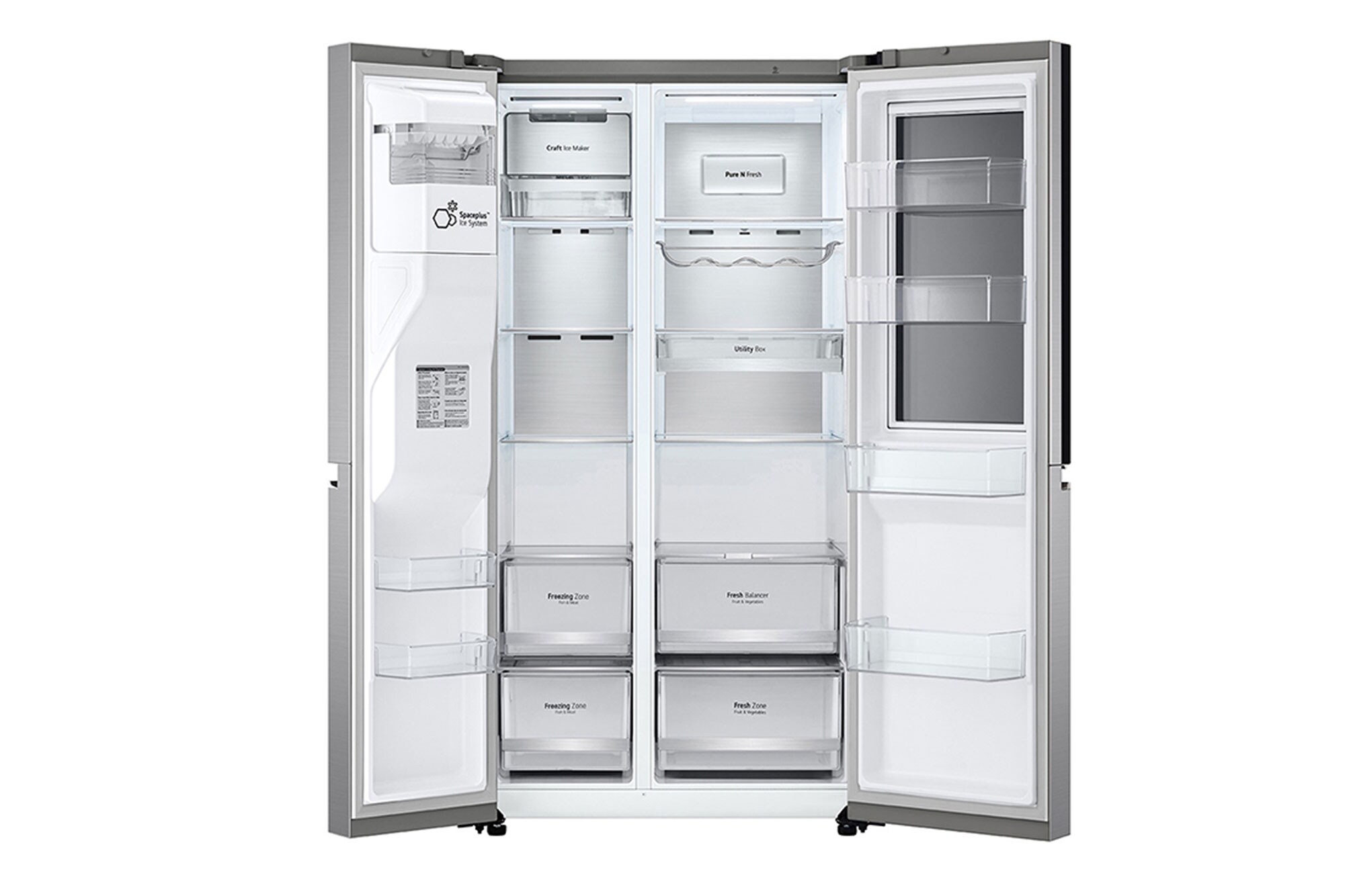 LG Refrigeradora Side by Side 22.4pᶟ (NET) / 23.8pᶟ (Gross) Door-in-Door™ LINEARCooling™ Craft Ice™ Instaview® ThinQ™ Metal, LS66SXNC