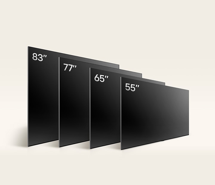 compara tu LG OLED evo,  en los diferentes tamaños de OLED G4, se muestran OLED G4 55", OLED G4 65" y OLED G4 77".