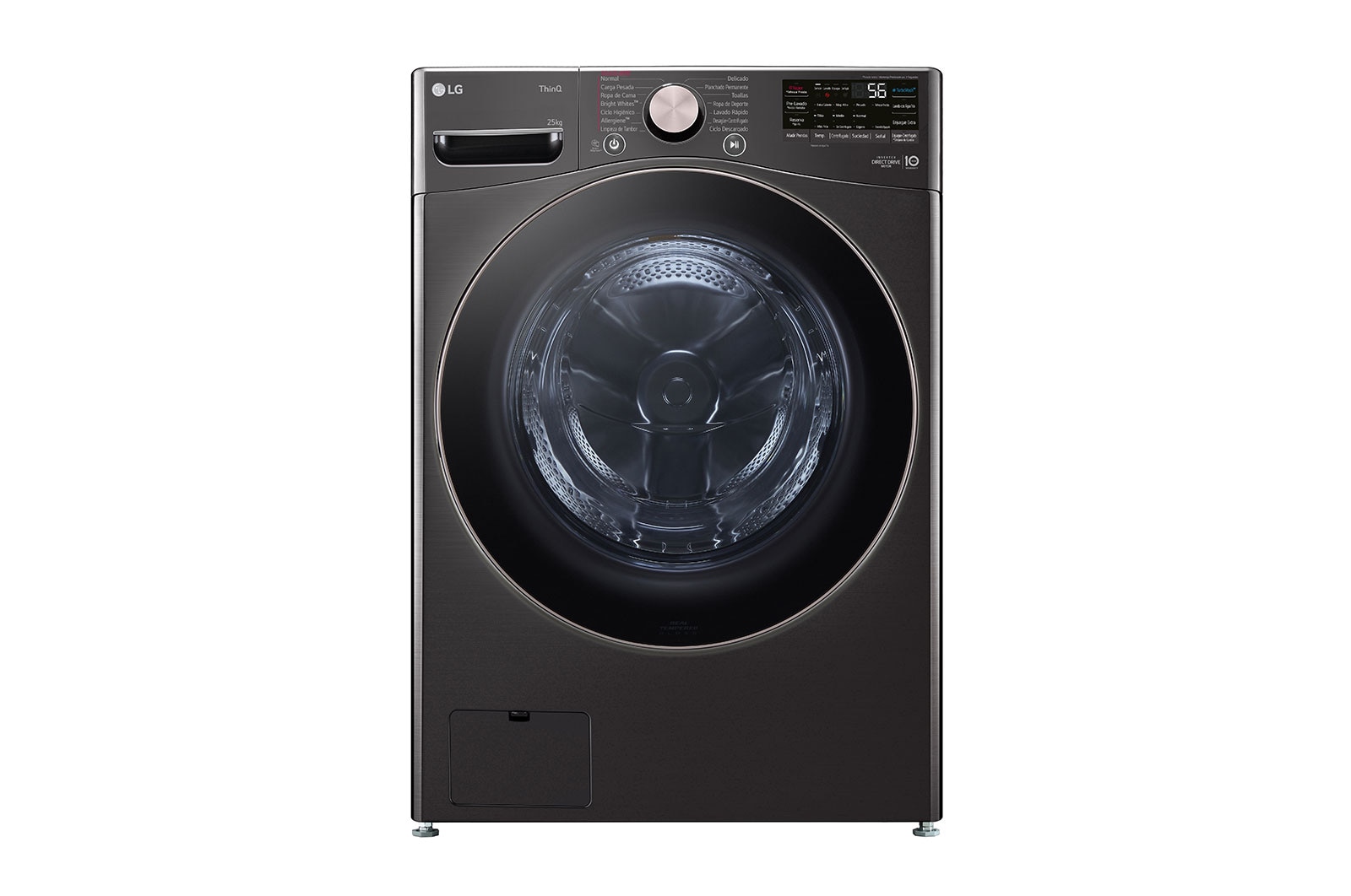 LG Lavadora Carga Frontal 25kg/55lbs LG TurboWash™ 360° Steam™ Black Steel , WM25BV2S6BR