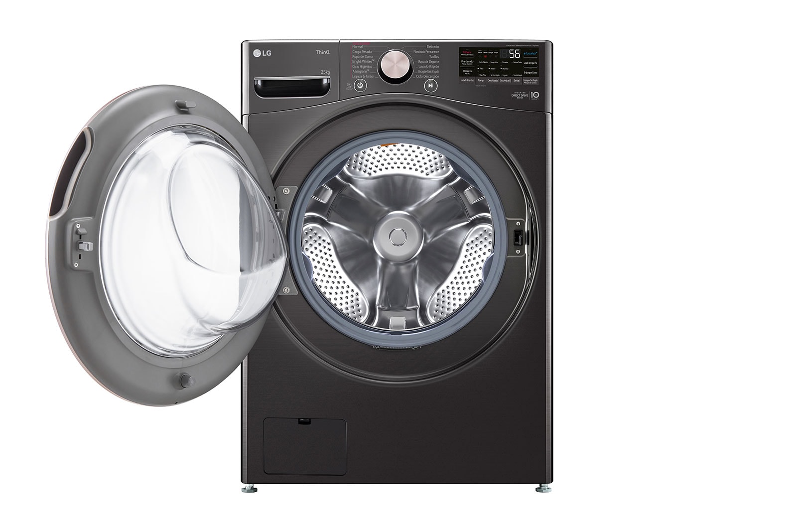 LG Lavadora Carga Frontal 25kg/55lbs LG TurboWash™ 360° Steam™ Black Steel , WM25BV2S6BR