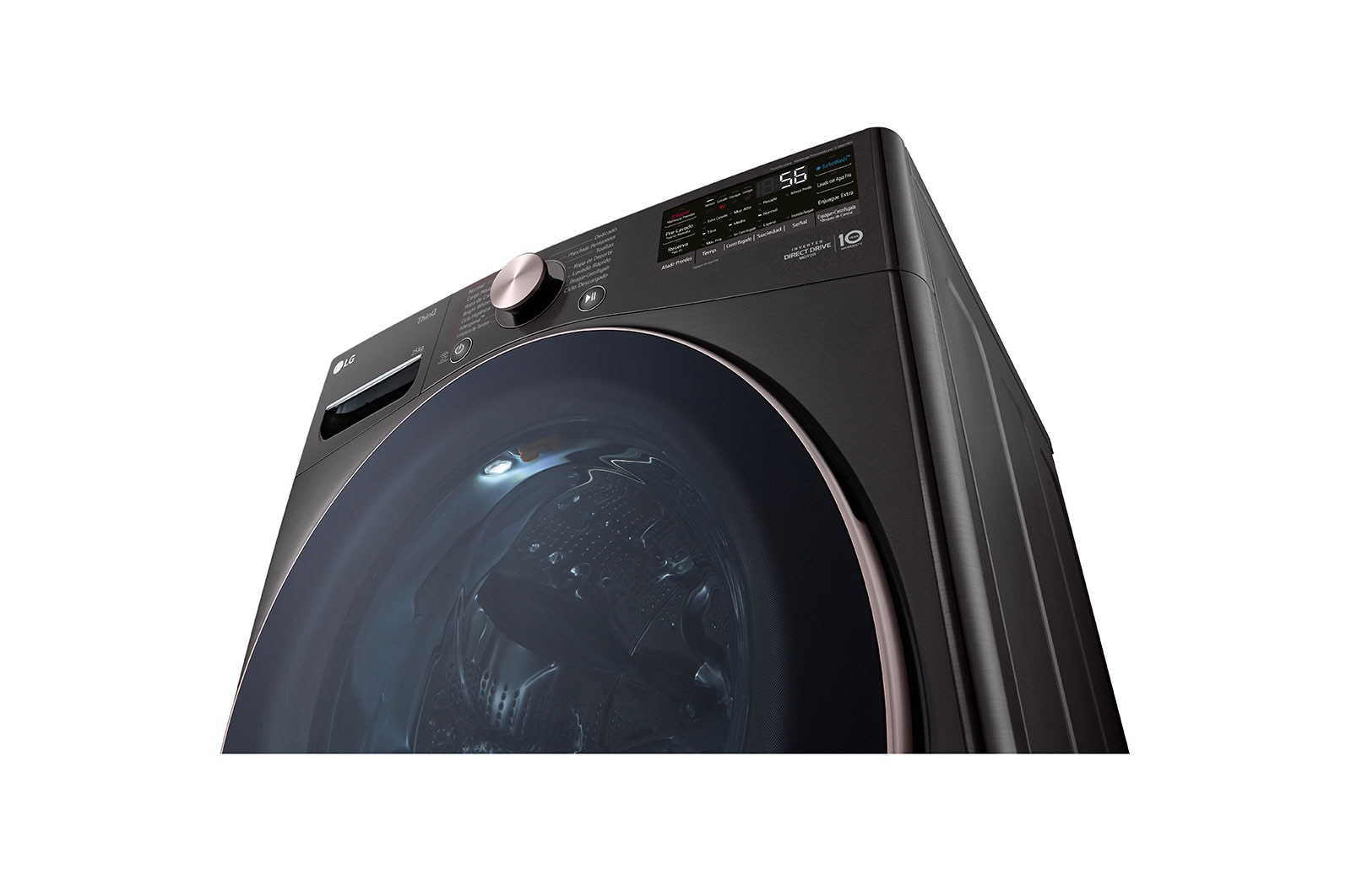 LG Lavadora Carga Frontal 25kg/55lbs LG TurboWash™ 360° Steam™ Black Steel , WM25BV2S6BR