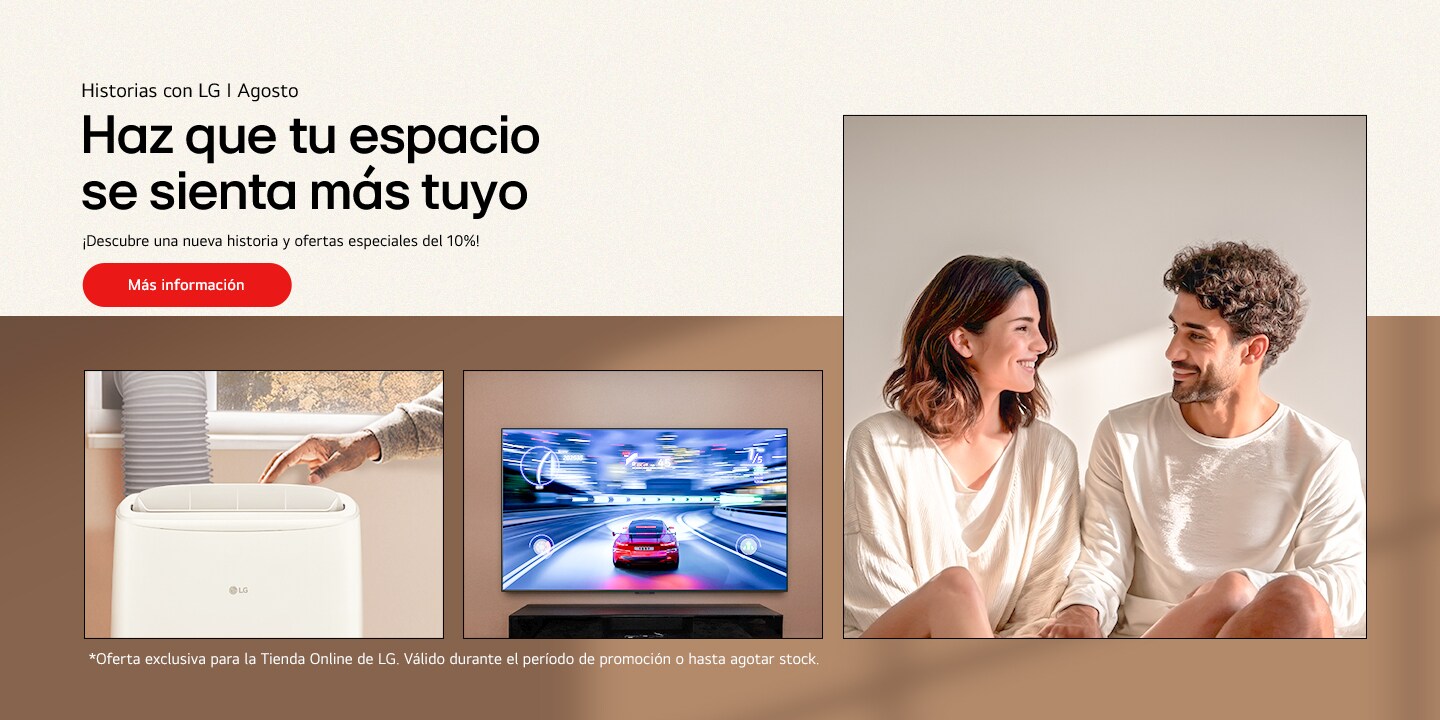 Imagen que muestra a una persona y electrodomésticos LG.