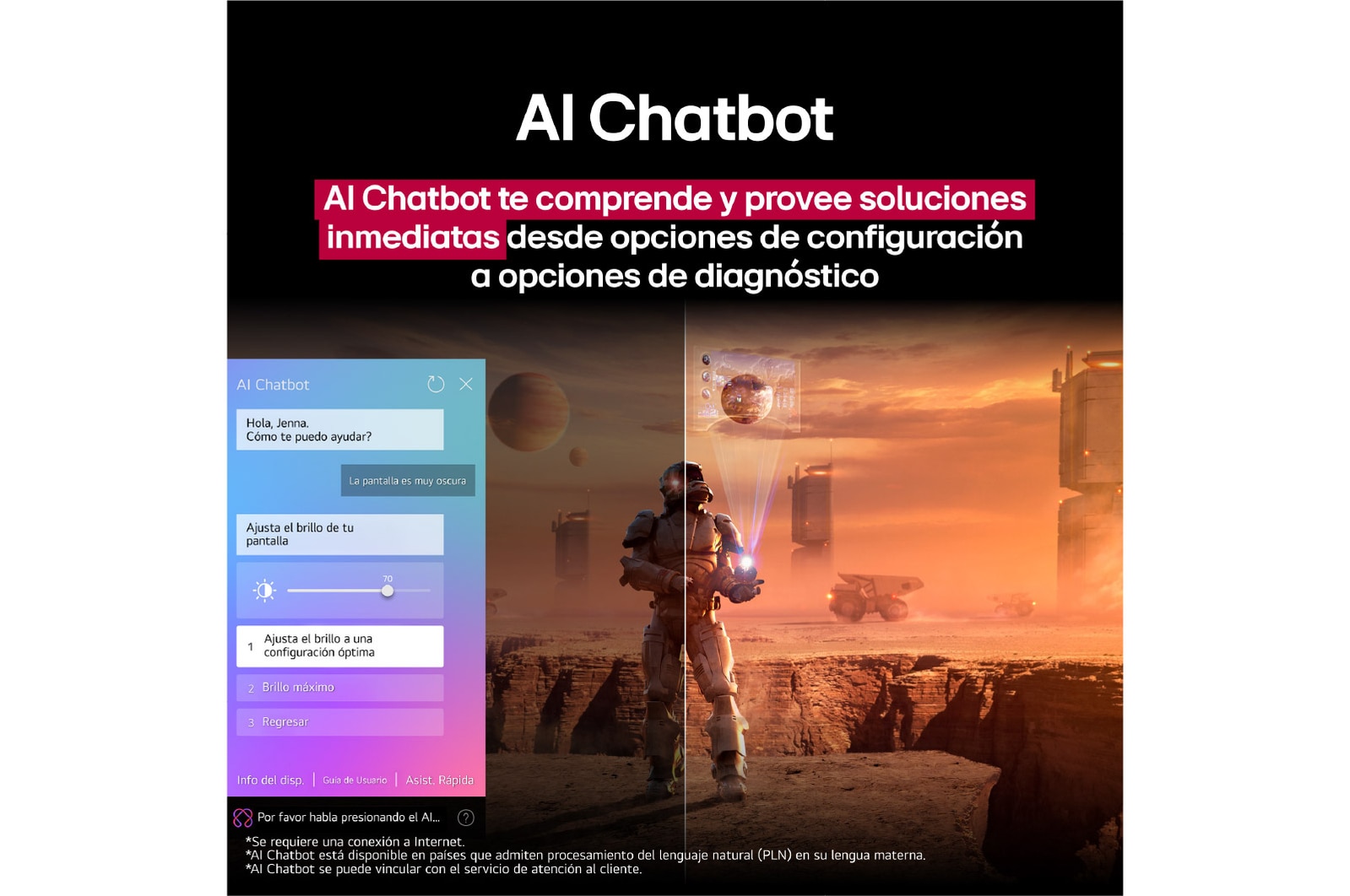 Pantalla de una LG TV que reproduce contenido de ciencia ficción. 