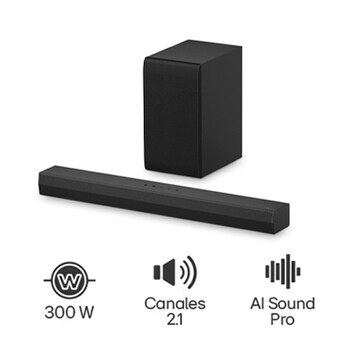 Front view of LG Soundbar S40T and subwoofer
