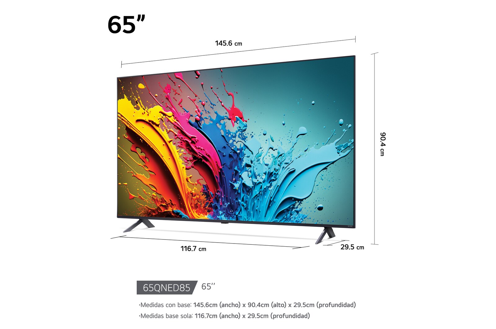 Vista frontal del LG QNED TV, QNED85