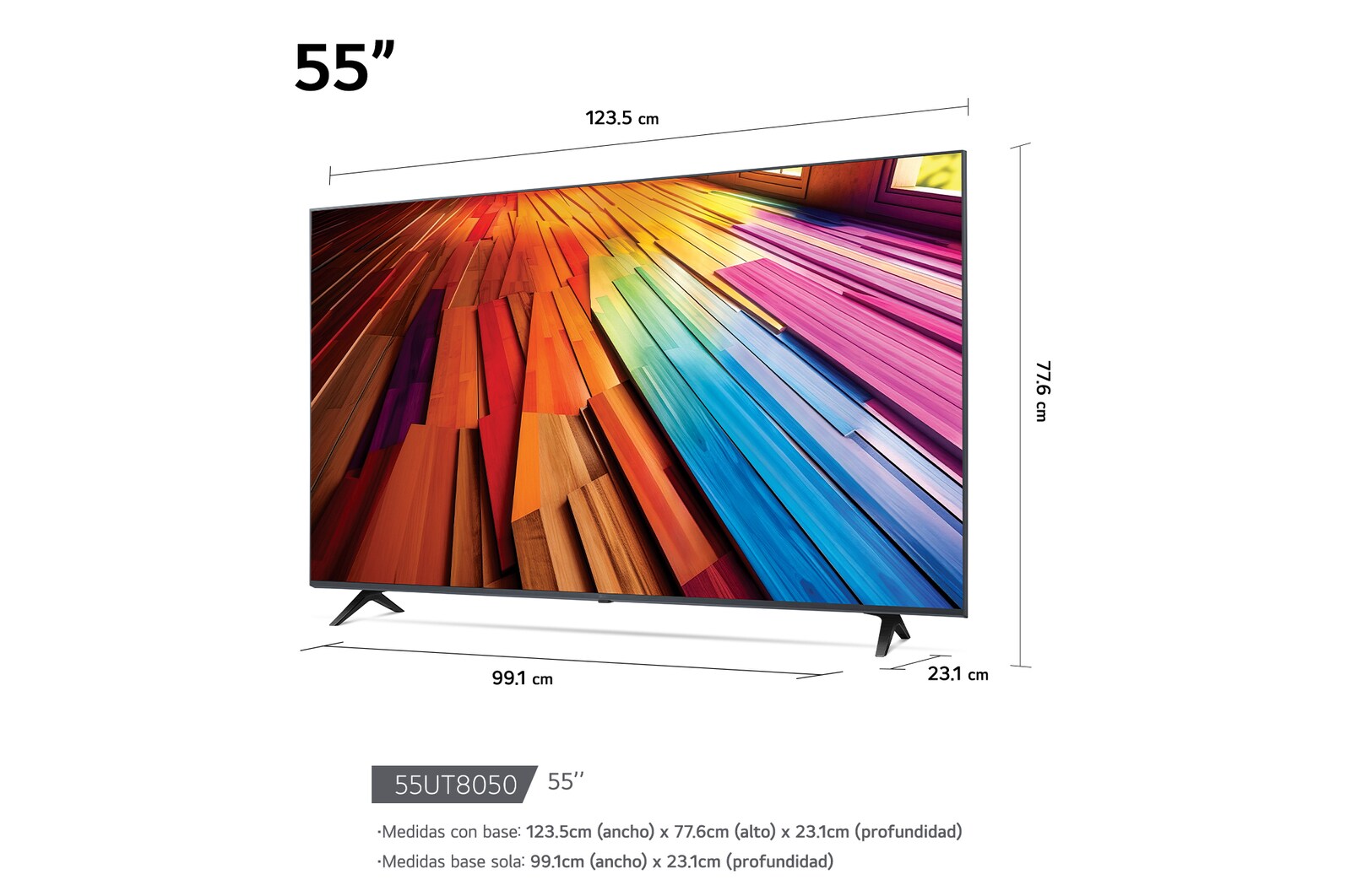 Vista frontal del TV LG UHD, UT80