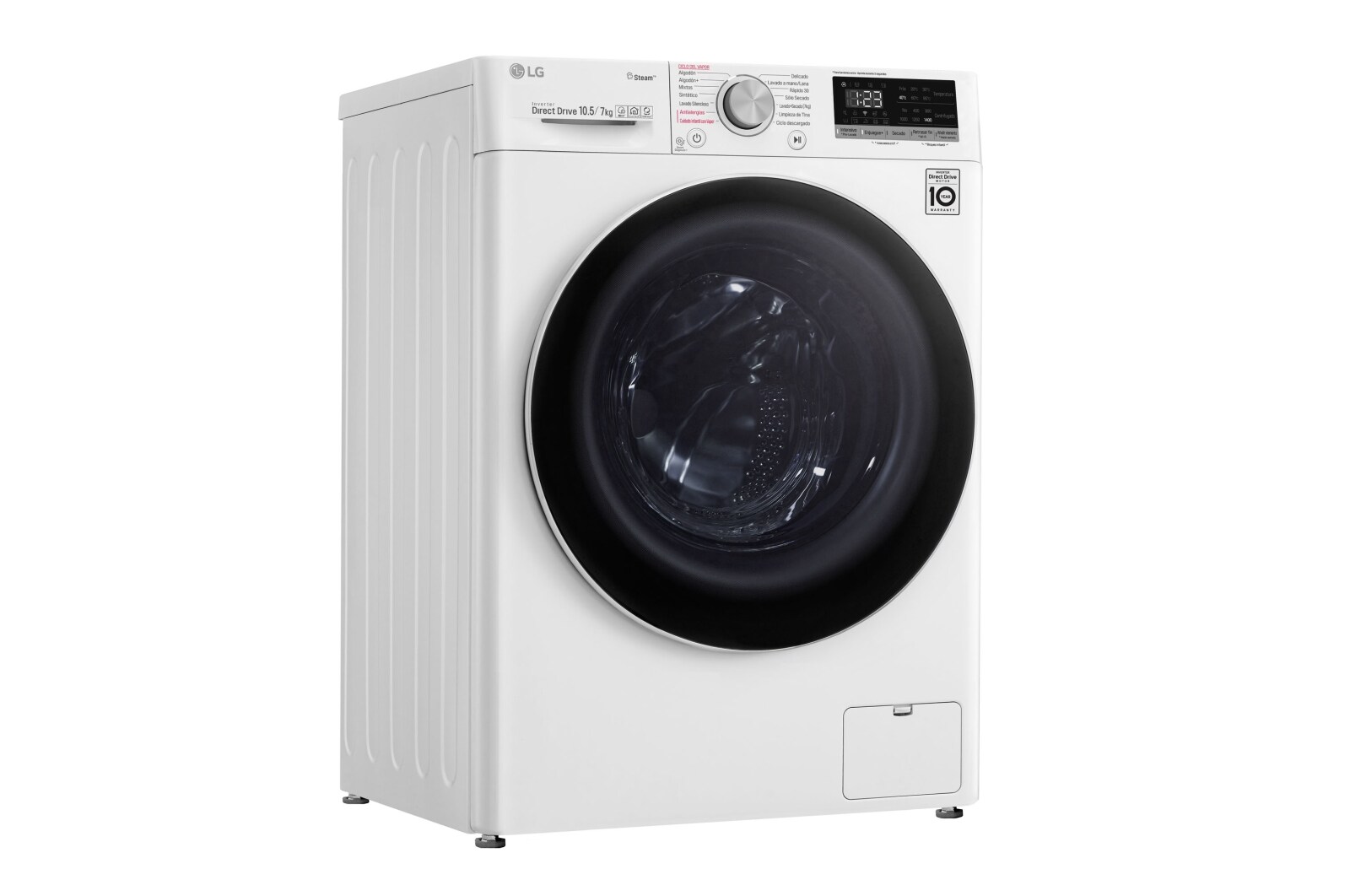 LG Lavaseca de 10.5 kg de Lavado y 07 kg de Secado, carga frontal con AI DD, Steam y conectividad Wi-Fi, WD10WVC4S6