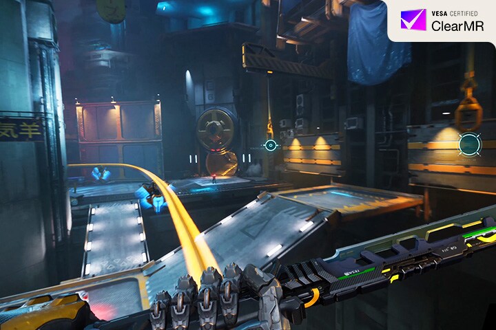 Video de una experiencia de juego fluida con el logotipo VESA ClearMR.