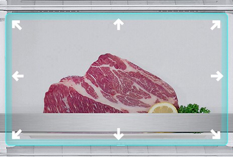 Detalle de la zona de congelación con porciones de carne	