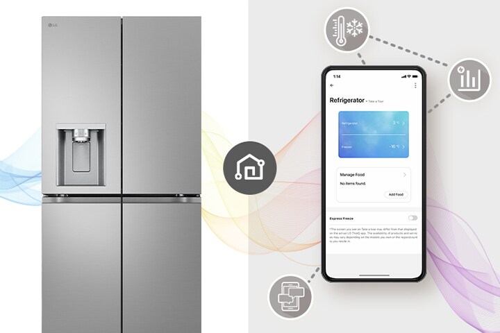 Hay una refrigeradora y un teléfono móvil.