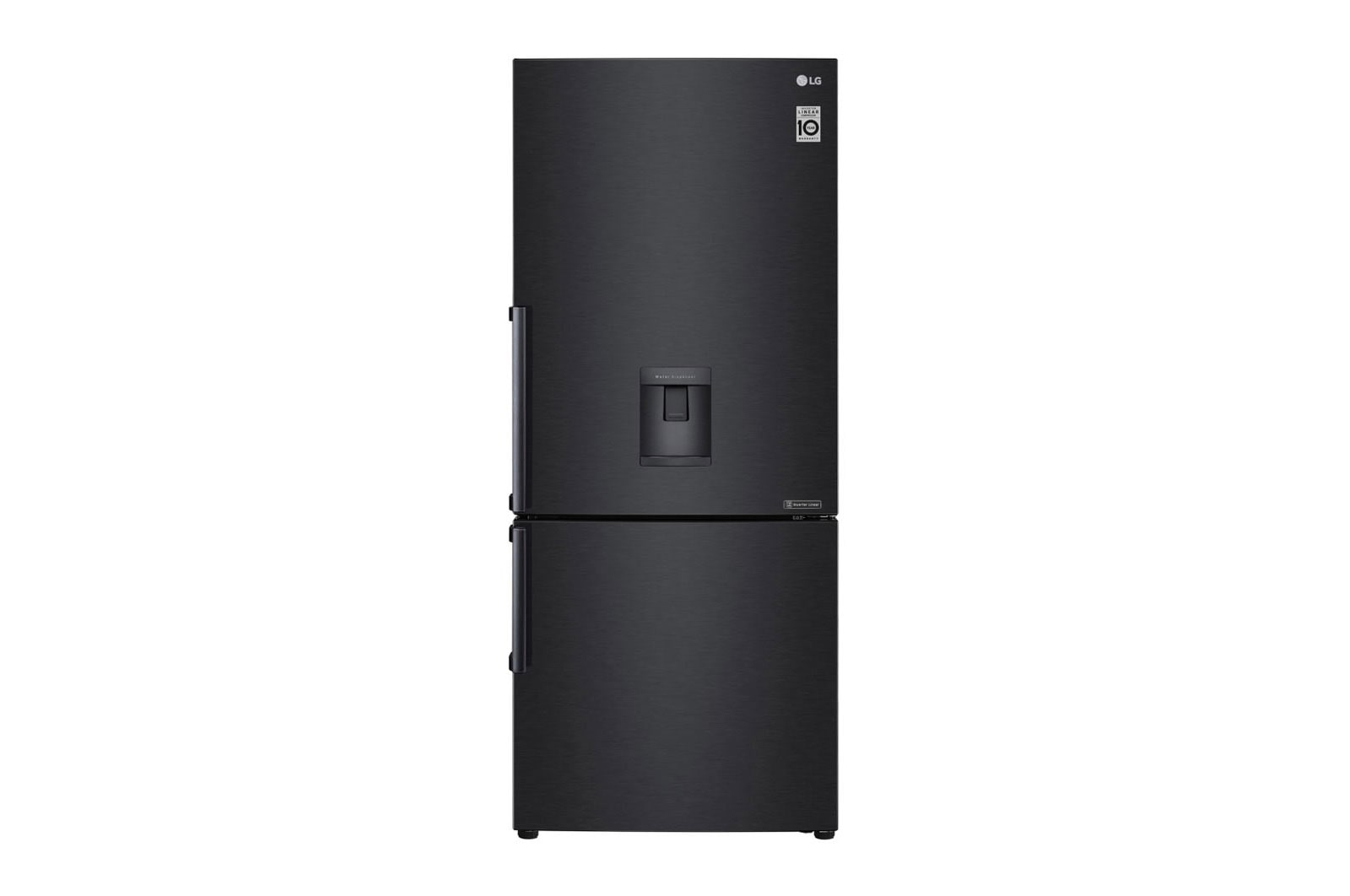 Vista frontal de Refrigeradora Bottom Freezer 403L, con Múltiple Flujo de aire y estante plegable, negro mate LB41WGT