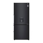 Vista frontal de Refrigeradora Bottom Freezer 403L, con Múltiple Flujo de aire y estante plegable, negro mate LB41WGT
