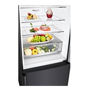 LG Refrigeradora Bottom Freezer 403L, con Múltiple Flujo de aire y estante plegable, negro mate, LB41WGT