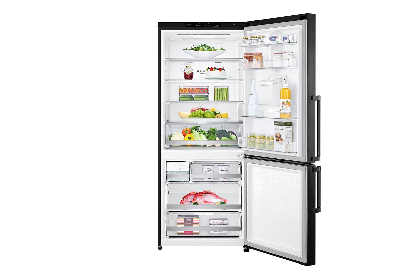 LG Refrigeradora Bottom Freezer 403L, con Múltiple Flujo de aire y estante plegable, negro mate, LB41WGT