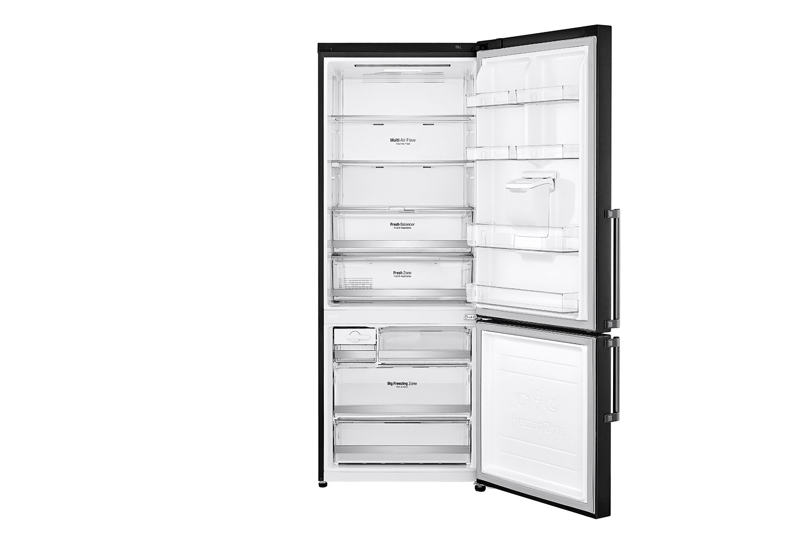 LG Refrigeradora Bottom Freezer 446L con DoorCooling y conectividad Wi-Fi, negro mate, LB46TGT