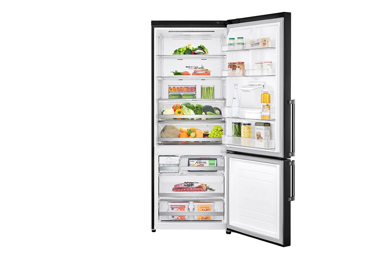 LG Refrigeradora Bottom Freezer 446L con DoorCooling y conectividad Wi-Fi, negro mate, LB46TGT