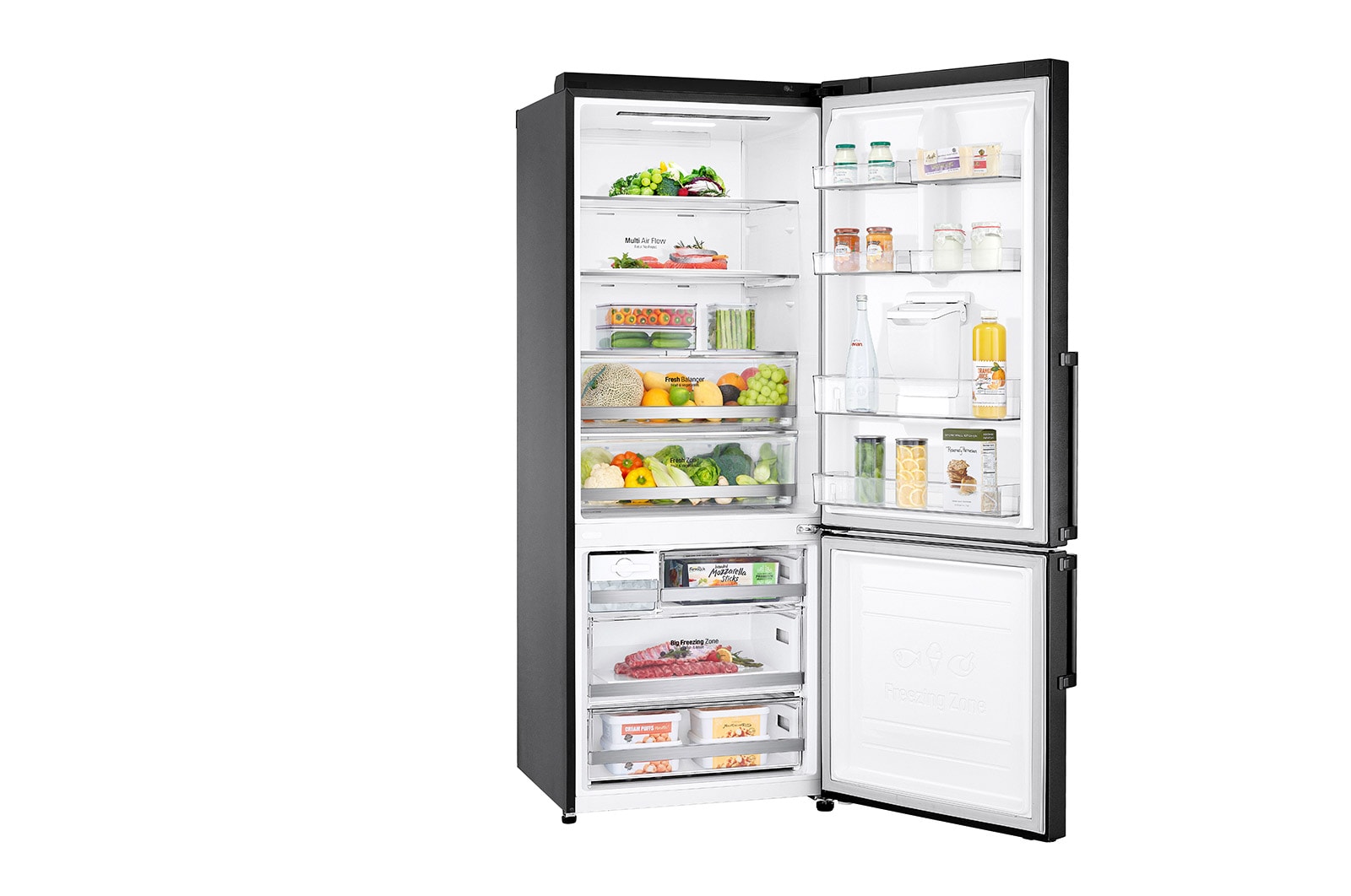 LG Refrigeradora Bottom Freezer 446L con DoorCooling y conectividad Wi-Fi, negro mate, LB46TGT