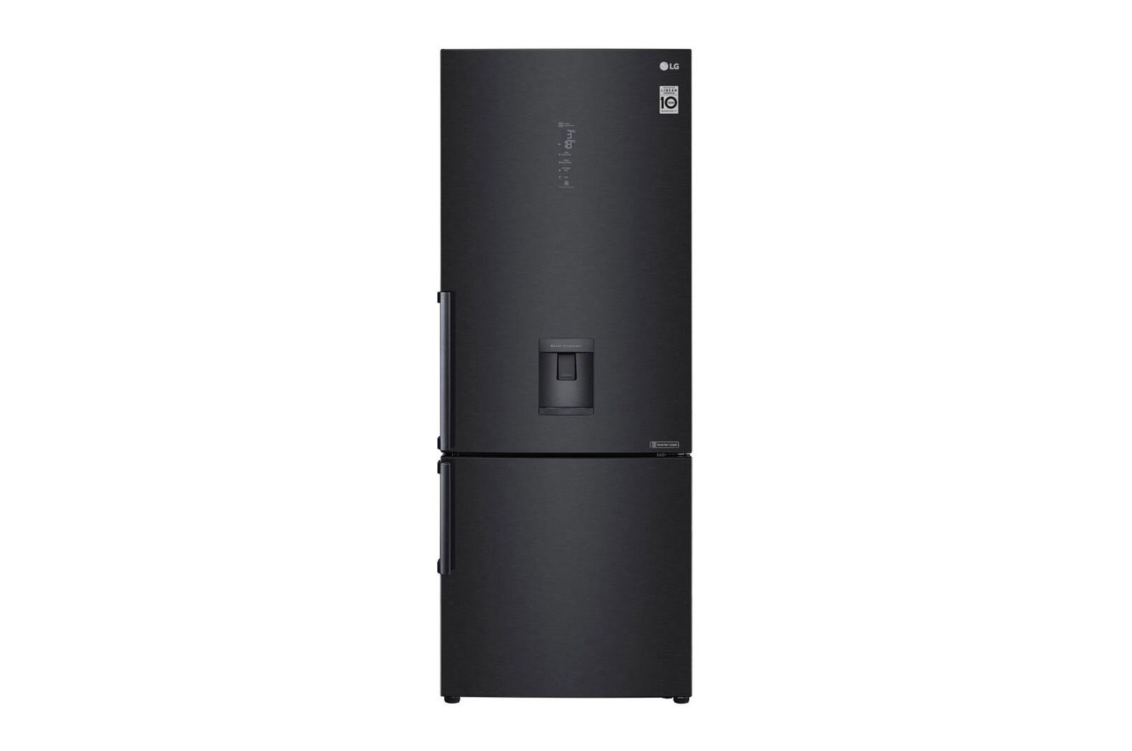 Vista frontal de Refrigeradora Bottom Freezer 446L con DoorCooling y conectividad Wi-Fi, negro mate LB46TGT
