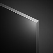 Close-up of the top edge of LG QNED TV, QNED99