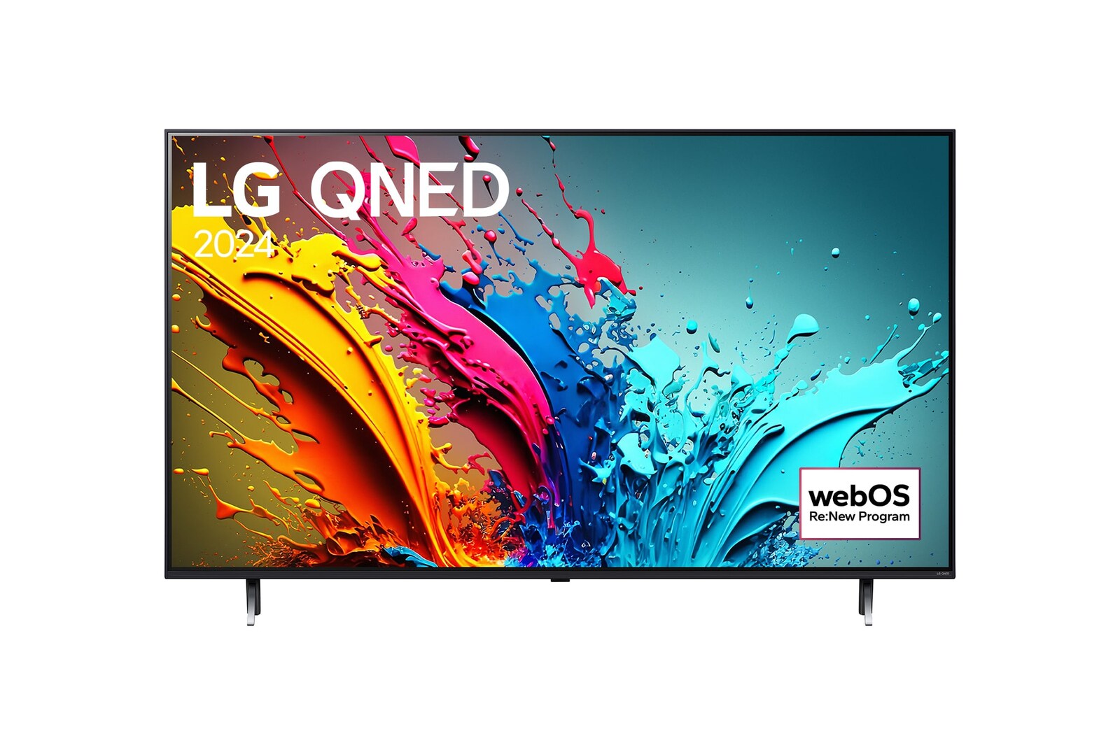 Vista frontal del LG QNED TV, QNED85