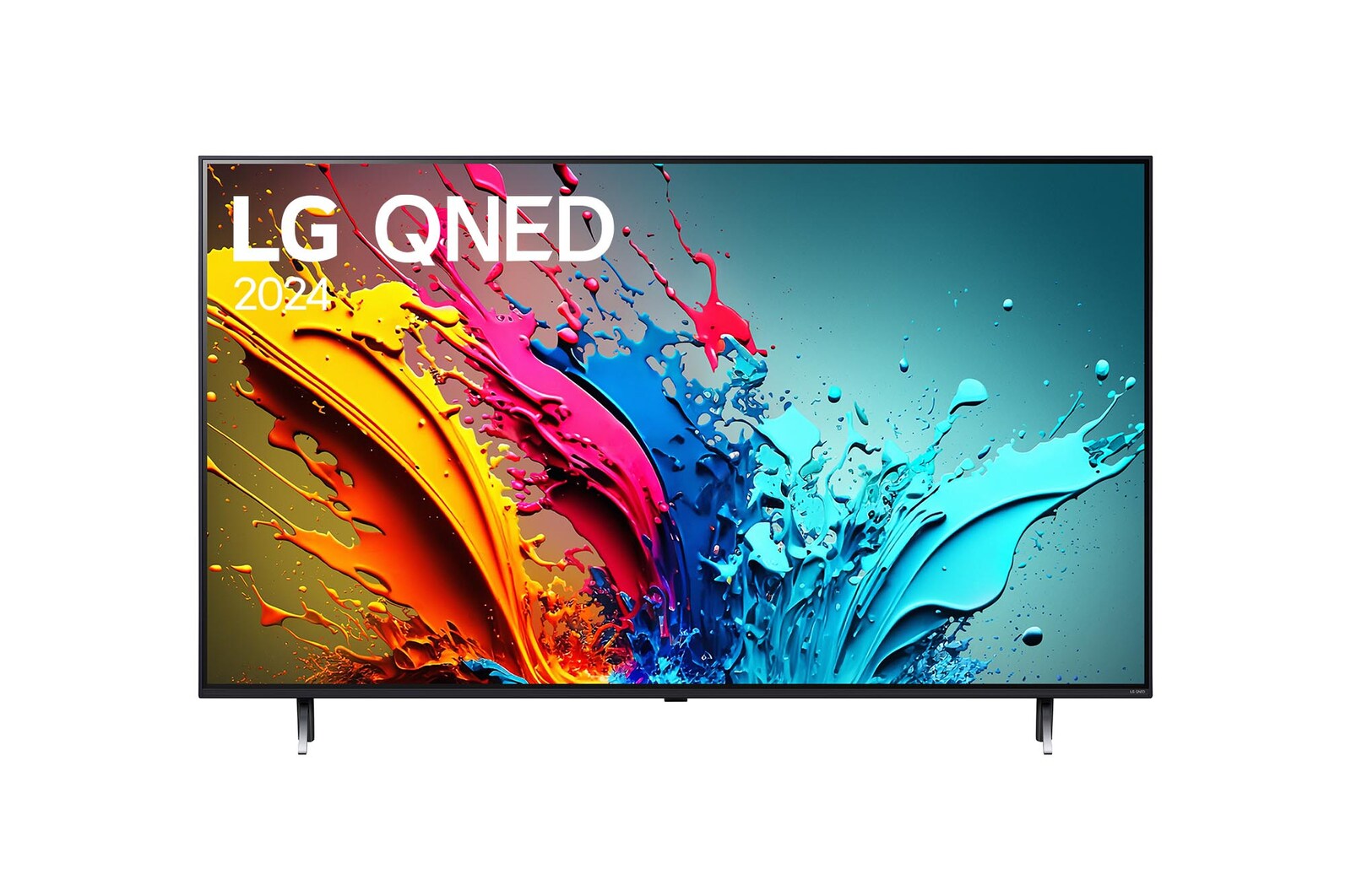 Vista frontal del LG QNED TV, QNED85