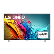 Vista frontal del LG QNED TV, QNED85