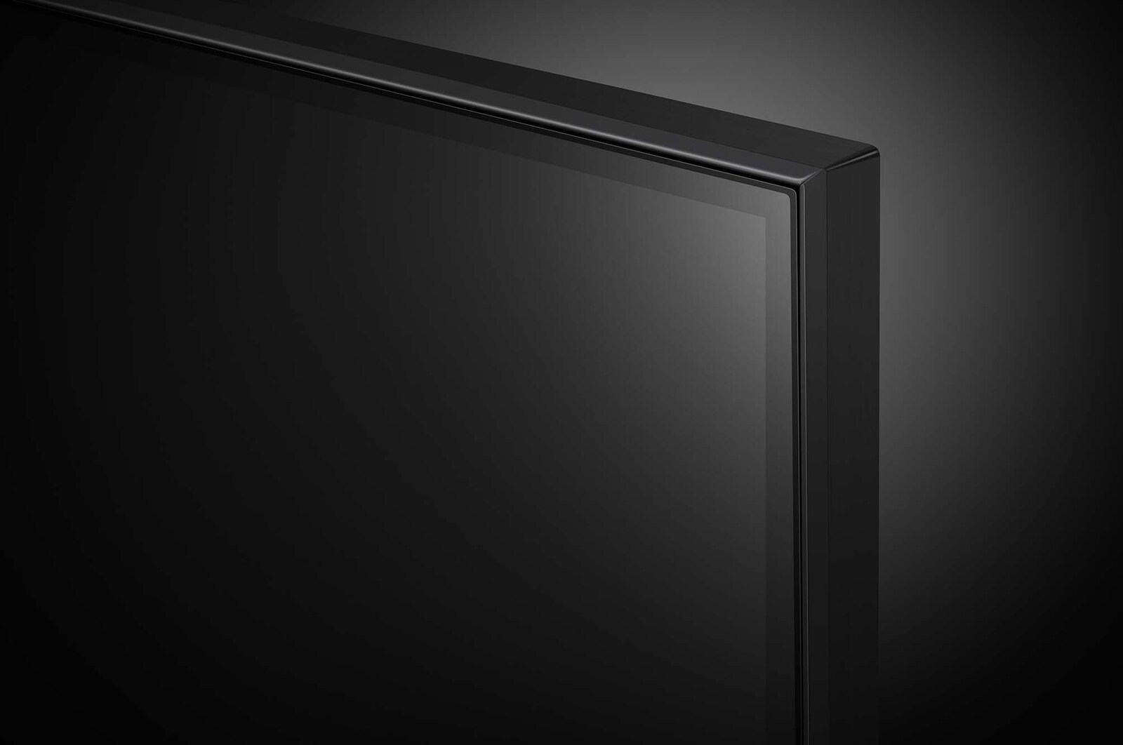 Close-up of the top edge of LG QNED TV, QNED89