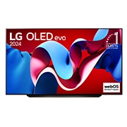 Front view with LG OLED evo TV, OLED C4, 11 Years of world number 1 OLED Emblem and webOS Re:New Program logo on screen