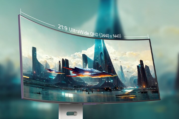 El monitor OLED curvo 21:9 ofrece una experiencia envolvente y cautivadora con una relación de aspecto equilibrada y optimizada.