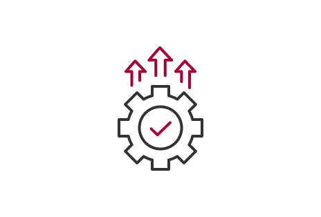 Icon for High Efficiency shows a gear with arrows and a checkmark, symbolizing optimized performance and energy savings.	