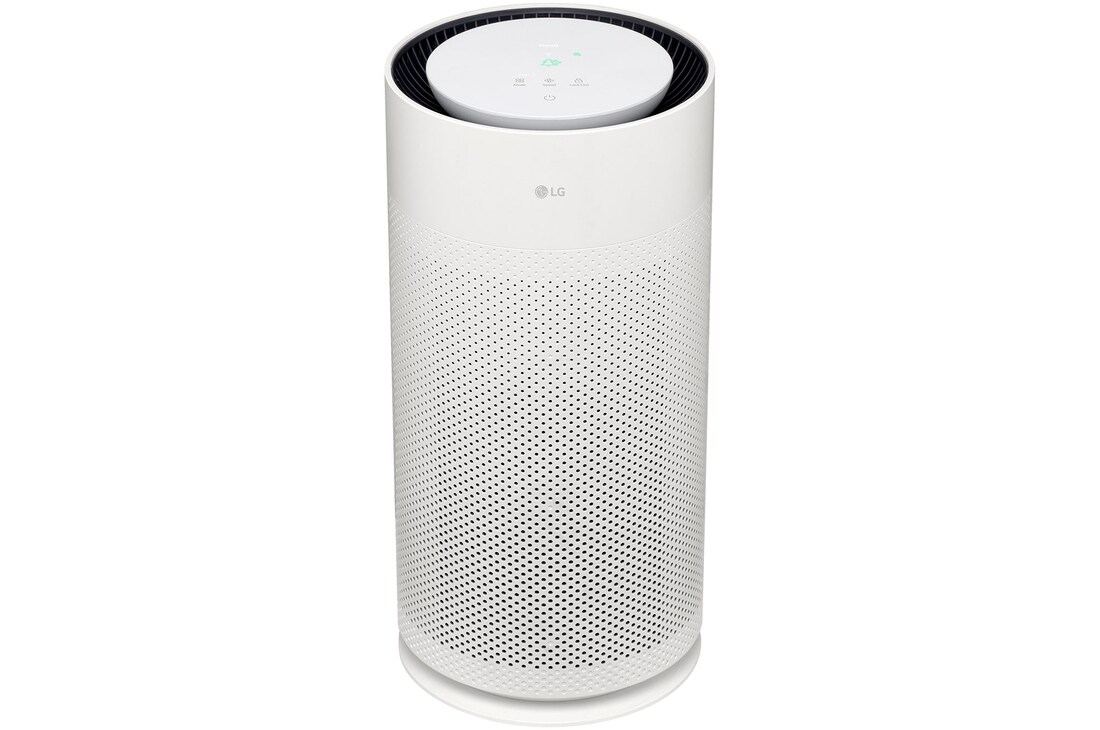 Front view of LG air purifier with touch controls